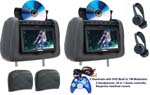 Myron Davis P7HDM2LR Dual 7 Inch Complete Headrest Replacement Kit with Dual DVD